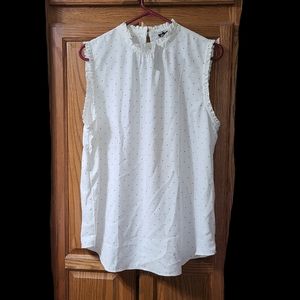 Ann Taylor sleeveless blouse white polka dot